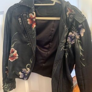 Blank nyc leather floral coat